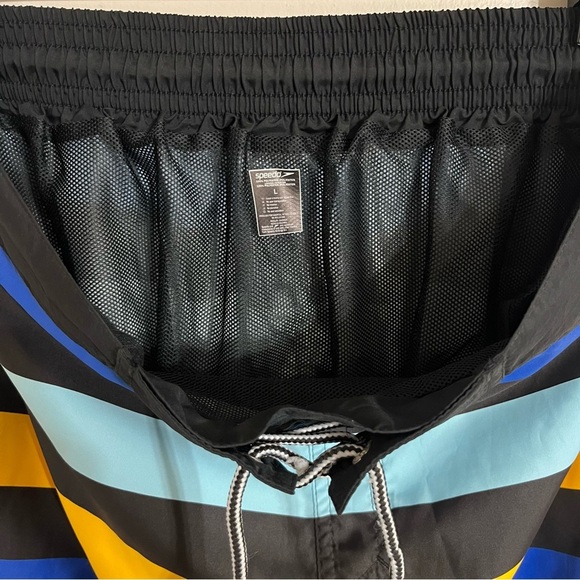 Men’s Speedo Board Shorts Striped Mesh Lined Summer Vacation Beach Size Large - Picture 9 of 11